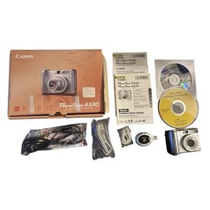 Canon PowerShot A530 5MP 4X Optical Zoom Digital Camera, Silver READ DESCRIPTION